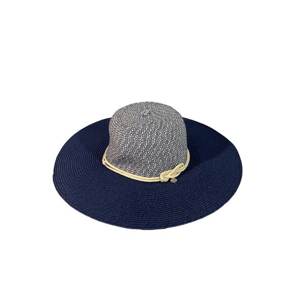 L'Atelier Du Sac Blue Two-Toned Paper Straw Stylish Sun Hat Women - Picture 1 of 7